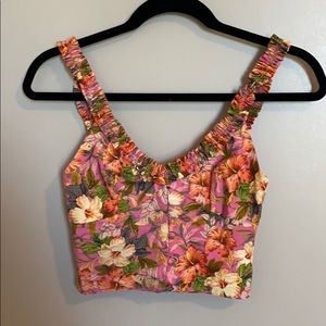 Zara floral crop top with button detail size small